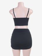 Night Out Dresses Lace Up Camisole Ruched Bodycon Skirt Clubwear