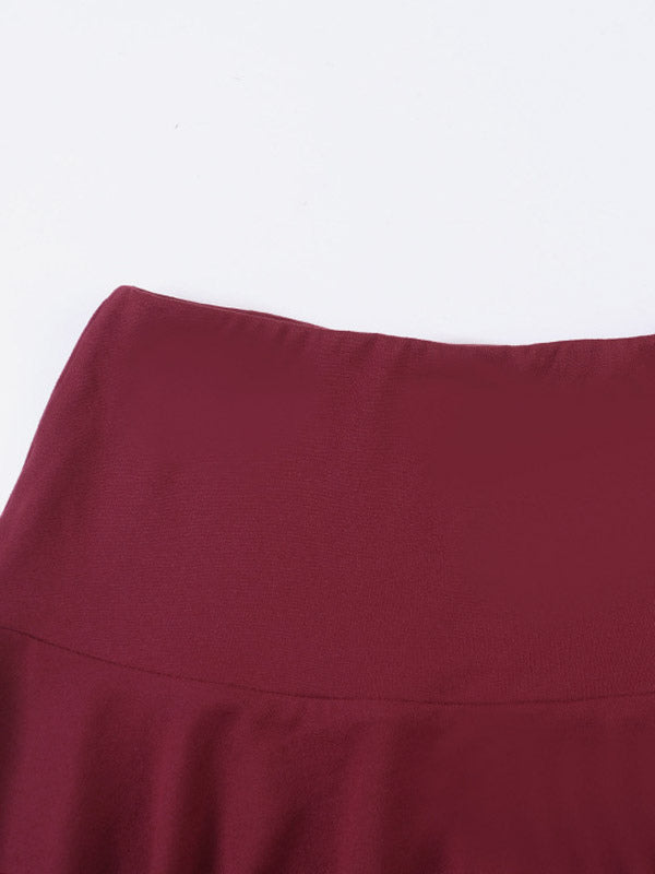 Two Piece Outfit Deep V Lace Neck Slim Crop Top Hanky Hem Mermaid Skirt Sets