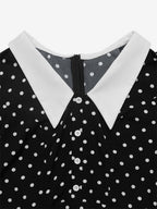 Date Night Dresses Contrast Big Collar Polka Dot Long Sleeve A Line Flowy Mini Party Dress