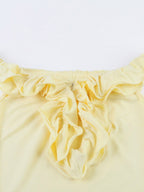 Party Dress Maxi Dresses Yellow Off-The-Shoulder Ruffles Sleeveless Slim Fit Sexy Semi Formal Dress