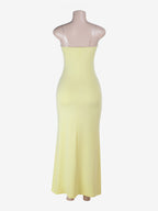 Party Dresses Yellow Strapless Lace Corset Maxi Dress Sweetheart Bustier Bodycon Mermaid Evening Gown