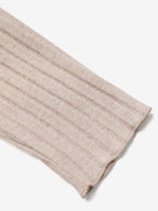 Beige Twist Front Off Shoulder Ribbed Knit Top Long Sleeve Asymmetrical Hem Slim Sweater