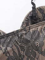Party Dresses Black Floral Lace Spaghetti Strap Maxi Bustier Corset Bodycon Slit Evening Gown