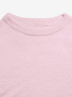 Pink Fuzzy Off Shoulder Sweater Long Sleeve Oversized Soft Fluffy Mink Knit Casual Pullover