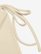 Women Draped Cowl Neck Long Sleeve Tee Shoulder Tie Detail Lace Trim Hem Slim Casual Shirt