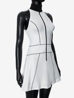 Sleeveless Zip-up Mini Dress With High Neck For Women 2026