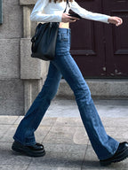 Vintage Blue Wash High Rise Slim Flare Jeans