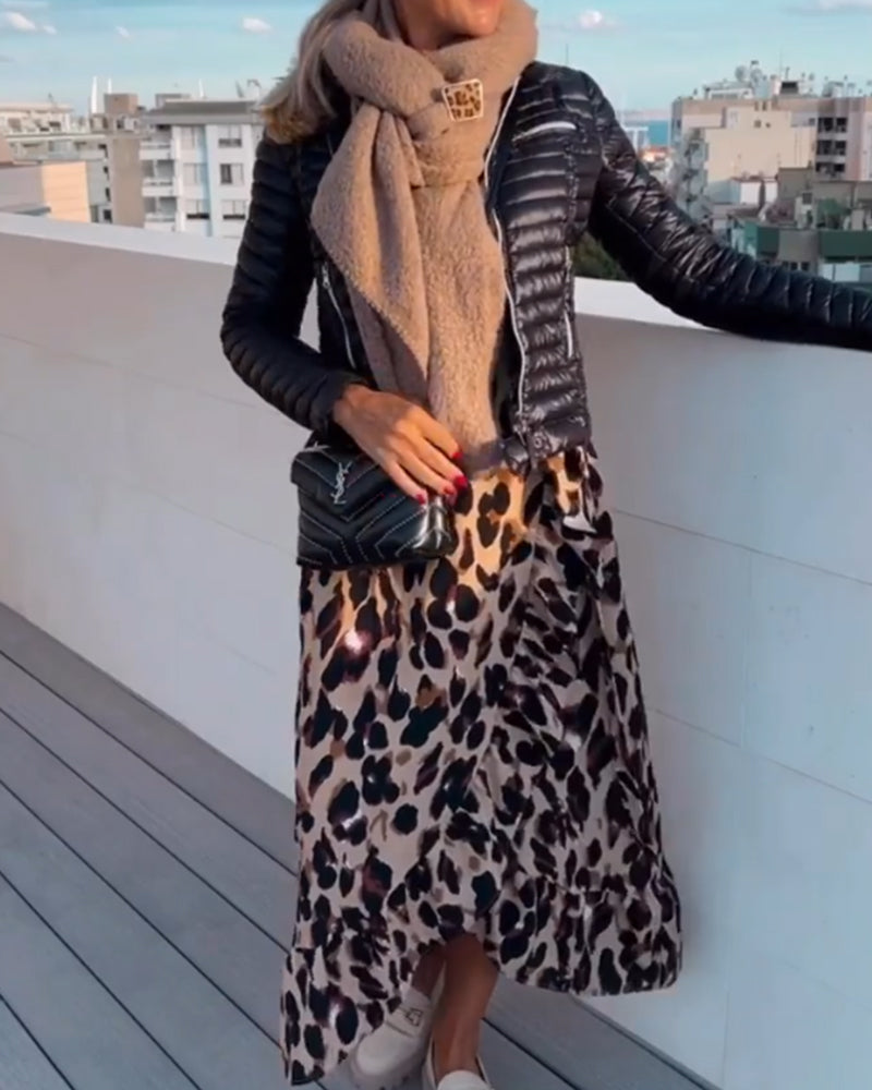 Thelma Exclusive V Neck Leopard Print Dress Chic Silhouette Collection