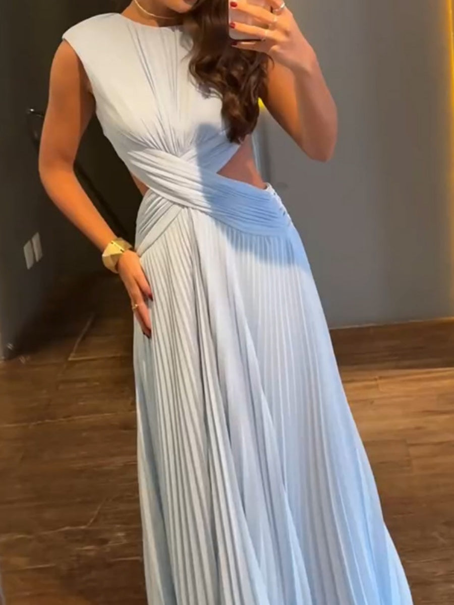 Gathering Backless Waist-revealing Temperament Maxi Dresses
