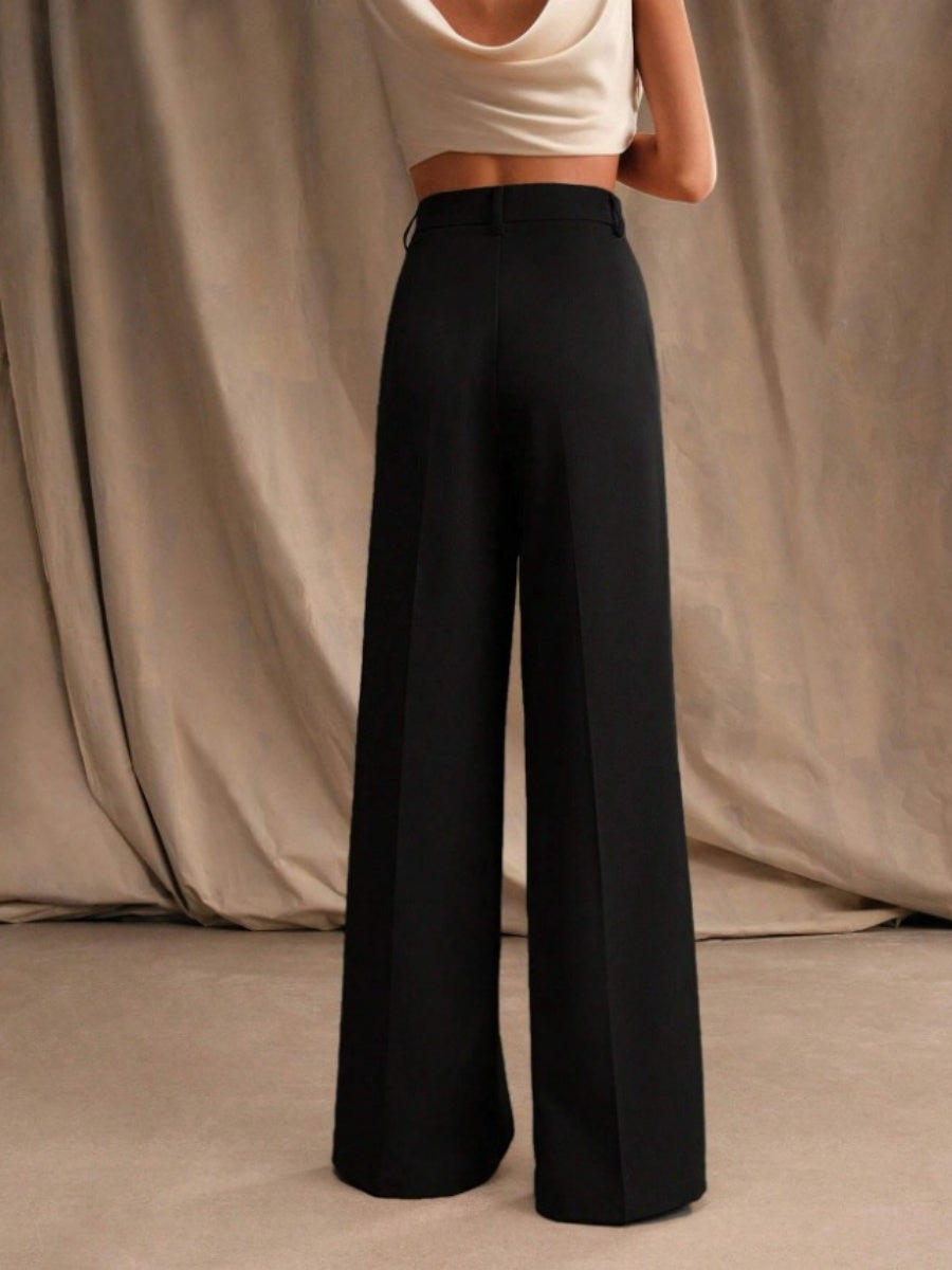 Commuting Loose High-waisted Straight Wide-leg Trousers