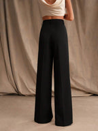 Commuting Loose High-waisted Straight Wide-leg Trousers