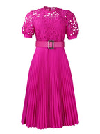 Short Sleeve Trim Lace Belts Mini&Short Dresses