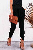 Solid Side Split Pockets Jogger Pants