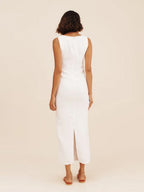 Square Collar Cotton And Linen Camisoles Leisure Temperament Maxi Dresses