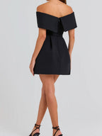Off Shoulder Belts Formal Dress White Black Mini&Short Dresses