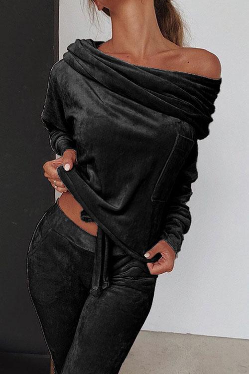 Keeley Off Shoulder Drawstring Top Long Pants Set