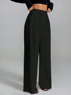 Solid Color Loose Button-down Suit Trousers