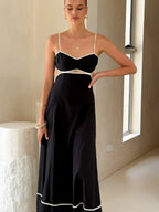 Camisoles Color Matching Color-blocked Hollow Vacation And Leisure Maxi Dresses