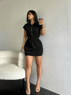 Workwear Style Shirt With A Fitted Waist And Slimming Short-sleeved Dress