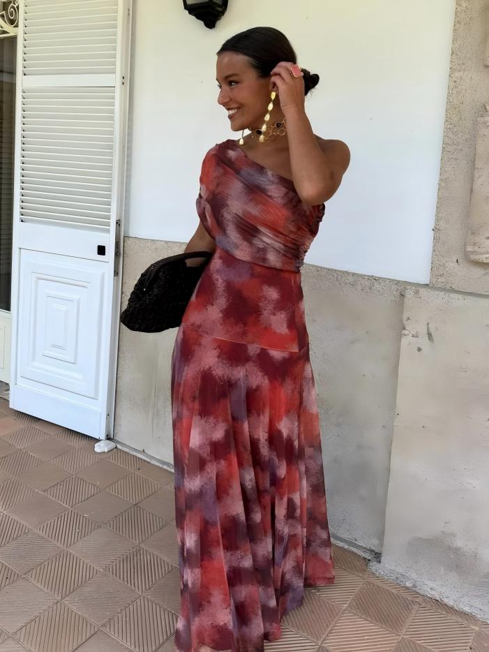 Vacation-style One-shoulder Fitted Long Dress