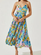 V-neck Camisoles Backless Graffiti Maxi Dresses