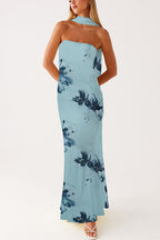 Strapless Tube Floral Print Bodycon Maxi Dress
