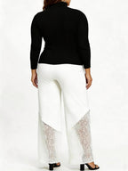 Slim-fitting, Loose-fitting, Comfortable Cropped Trousers With Lace Trim And Cutout Details