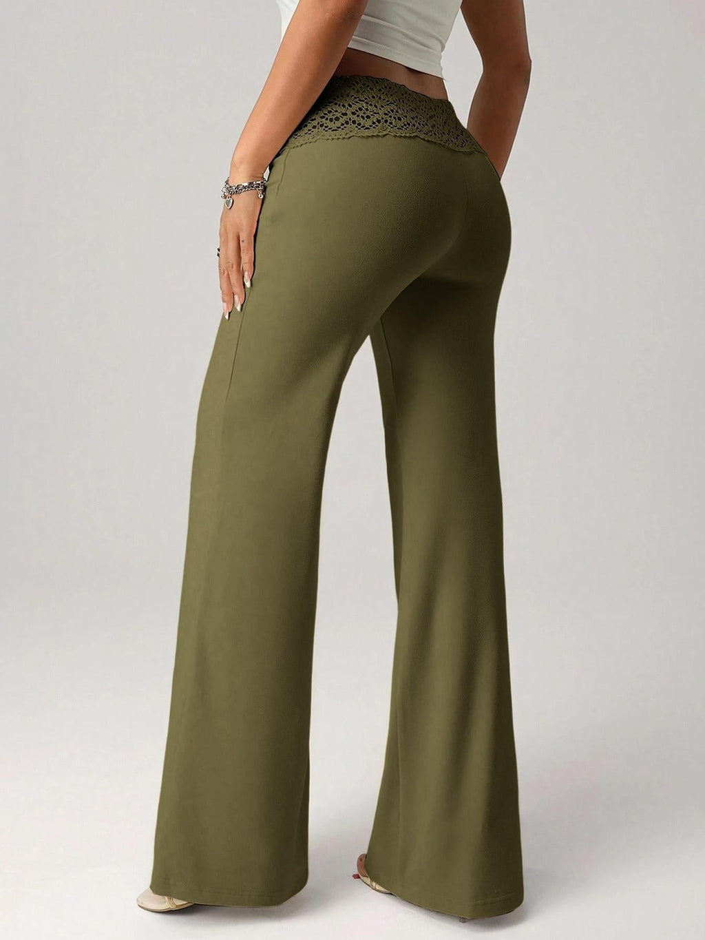 Lace-trimmed Casual Sexy Yoga Flared Pants