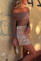 Stretchy High Waist Sequin Mini Party Skirt