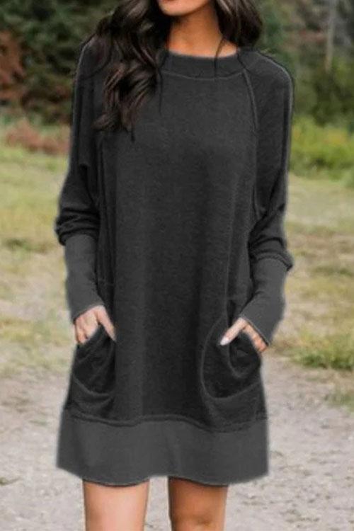 Maureen Pockets Casual Sweatershirt Dress