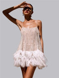 Feather Tassel Sequins Mesh Diamond Parties Mini&Short Dresses