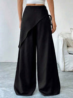 Button-up Slimming Wide-leg Trousers