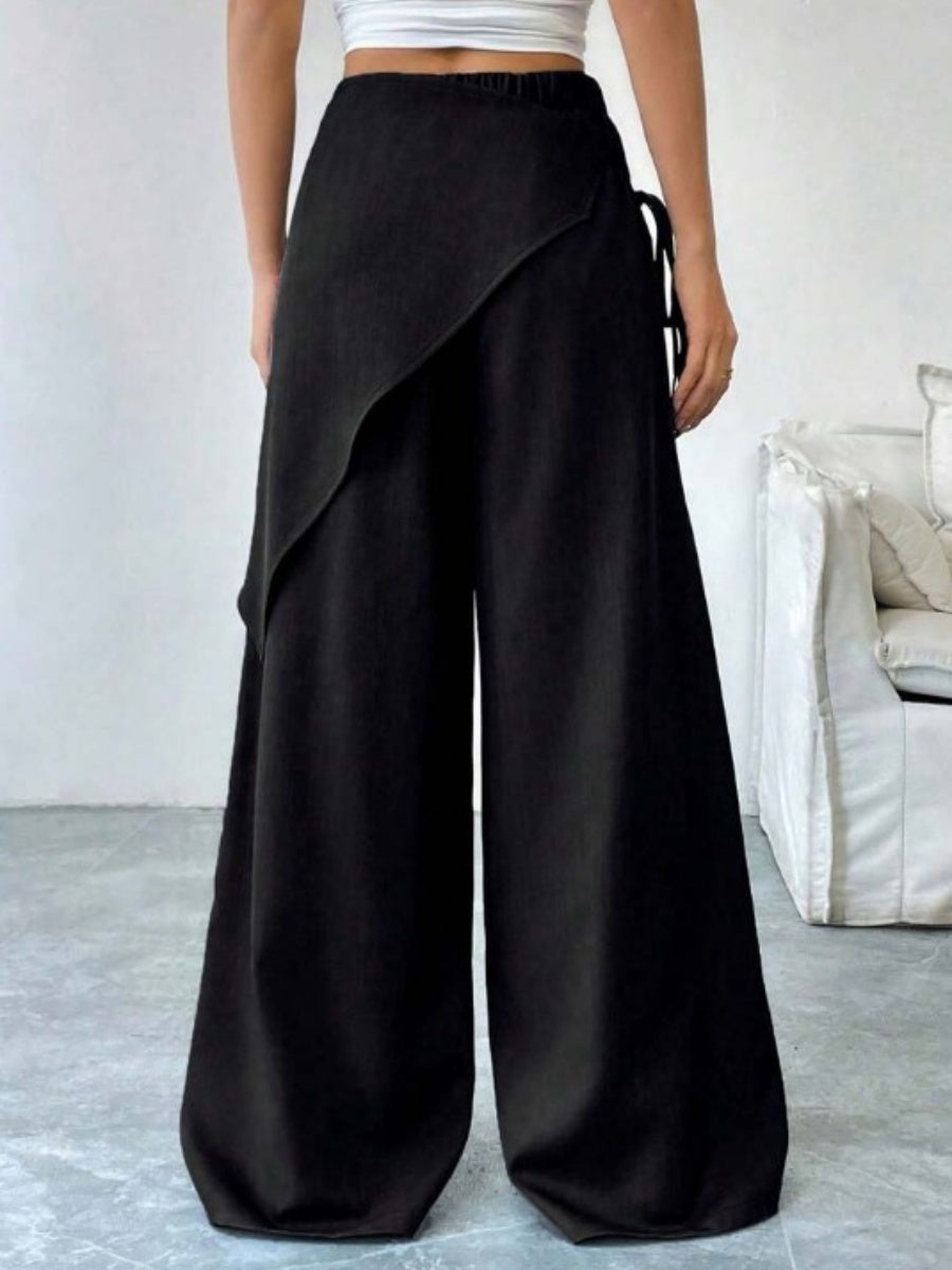 Button-up Slimming Wide-leg Trousers
