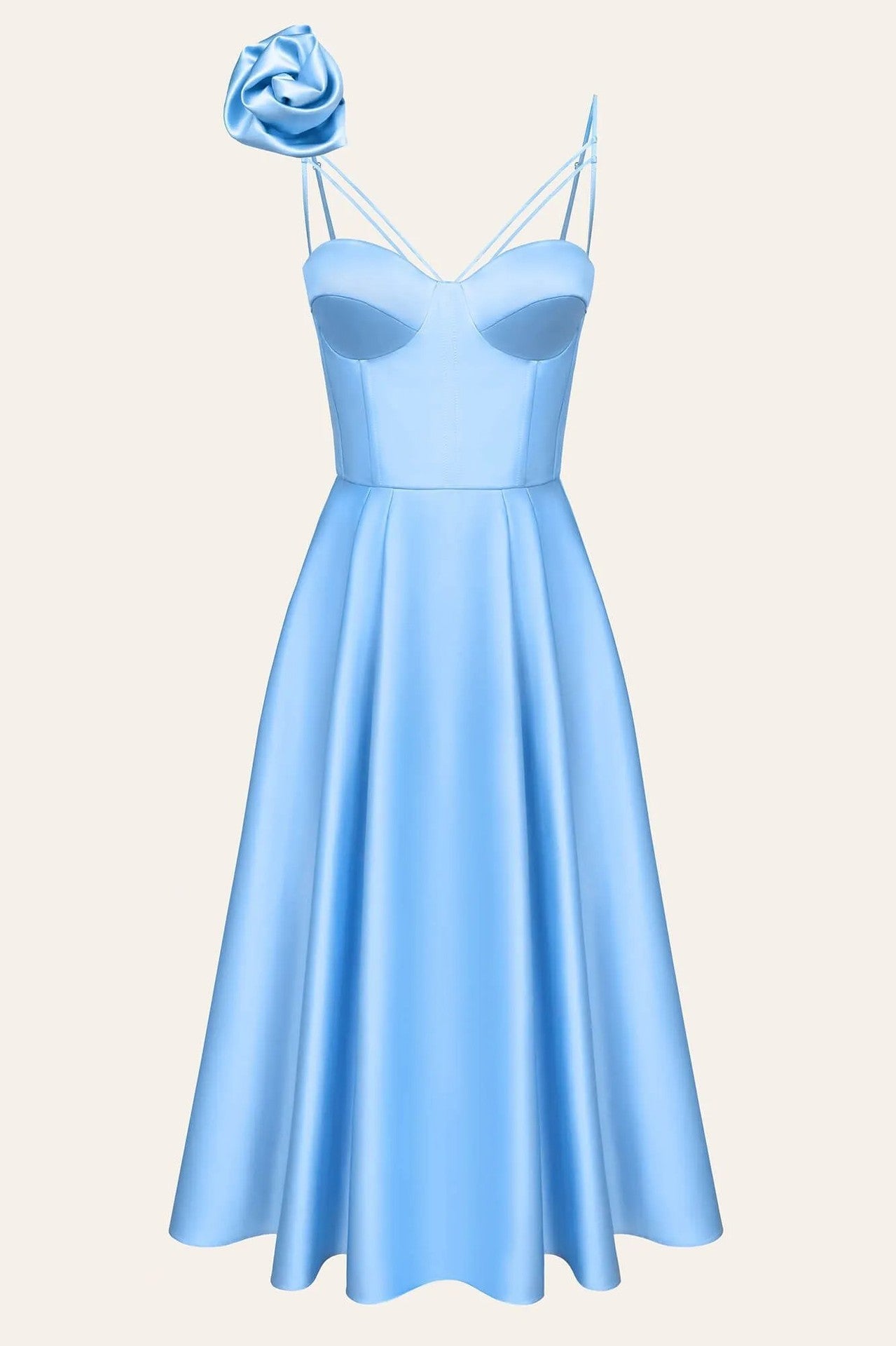3D Flowers Shoulder Strap Formal Dress Maxi Dresses