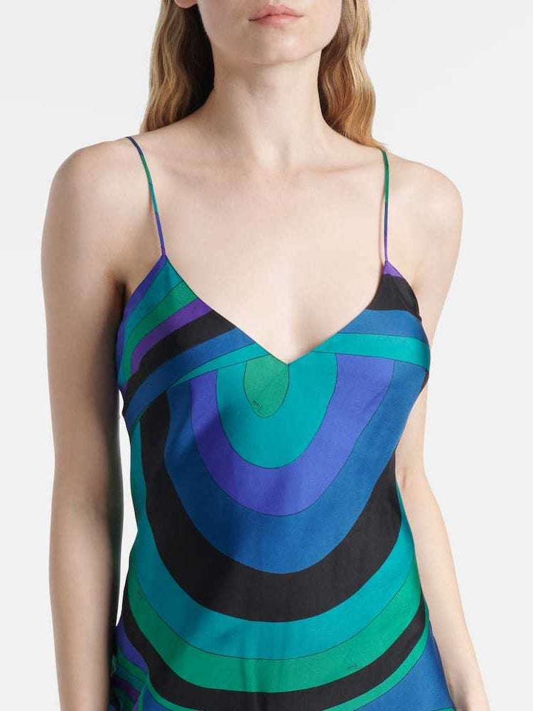 Abstract Irregular Print Shawl Dress Two-piece Set