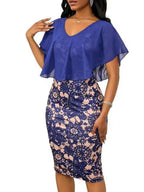 Mesh V-neck Hip-hugging Midi Dresses