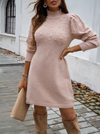 High-neck Bodycon Sweater Short Dress