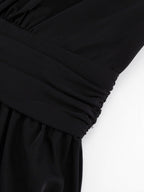 V-neck Flared Sleeves Waist Mini&Short Dresses