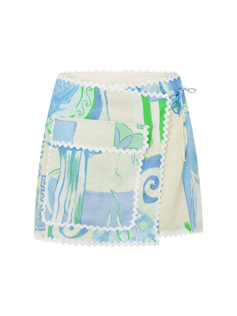 Trim Geometric Print Stylish Shirt And Shorts Two-piece Set