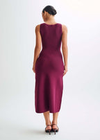 Rib Knit Sleeveless Button Front Flap Pocket Midi Dress