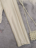 V-neck Long Sleeve Side Straps Silk Chiffon Blouse