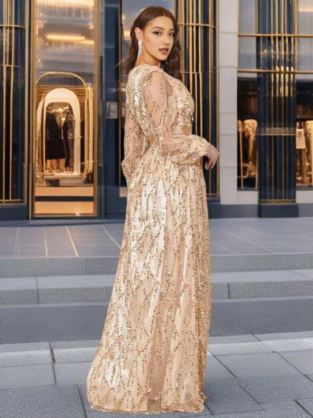 Mesh Sequined Maxi Dress