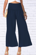 Wide-Leg Smocked Waist Pants