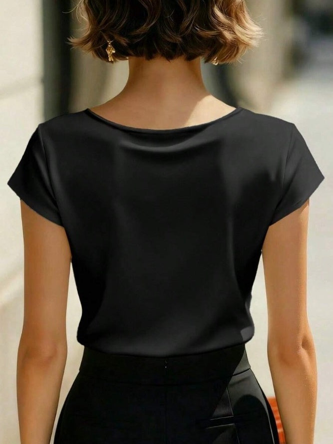 Slim Fit Crossover V-Neck Short Sleeve T-Shirt