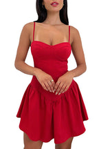 Spaghetti Strap Corset Ruffle Mini Dress