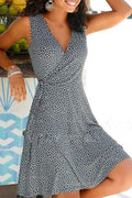 Wrap V Neck Printed Swing Tank Dress