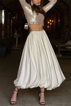 Funky Solid A-line Maxi Lantern Skirt