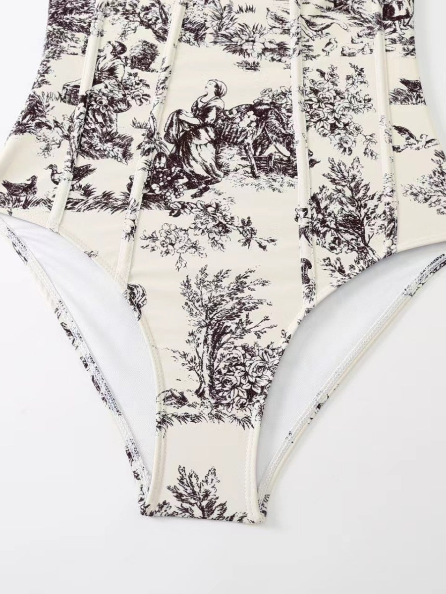 One-piece Swimsuit, Tight-fitting And Slimming, Retro-style Strappy