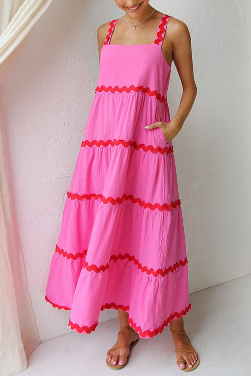 Ric Rac Ruffle Tiered Cami Maxi Holiday Dress