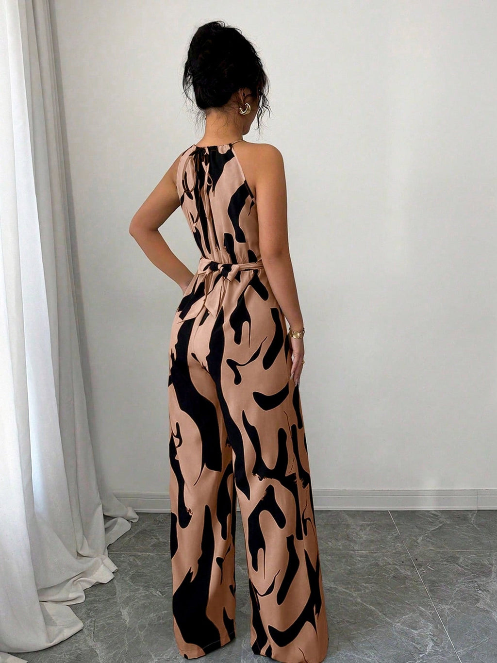 Milk-patterned Halter-neck Jumpsuit